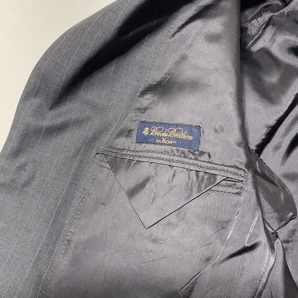 Brooks Brothers Madison Fit 1818 Wool 3 Button Suit Gray / Blue Pinstripe 43 L - Picture 6 of 14